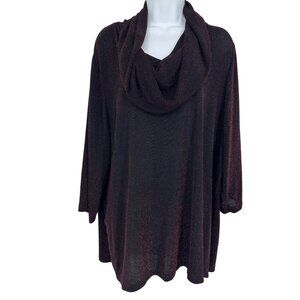 Maggie Barnes Catherines Red Sparkly Cowl Neck Top Plus Size 1X Stretch Party